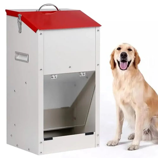 Large Breed Dog Food Dispenser Gravity Feeder 25lbs Steel