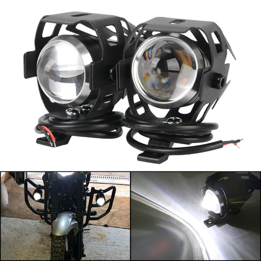 2pcs Motorcycle Headlight Auxiliary Working Lamp Motorbike Spot Fog light LED DRL Spotlights Angel Eye