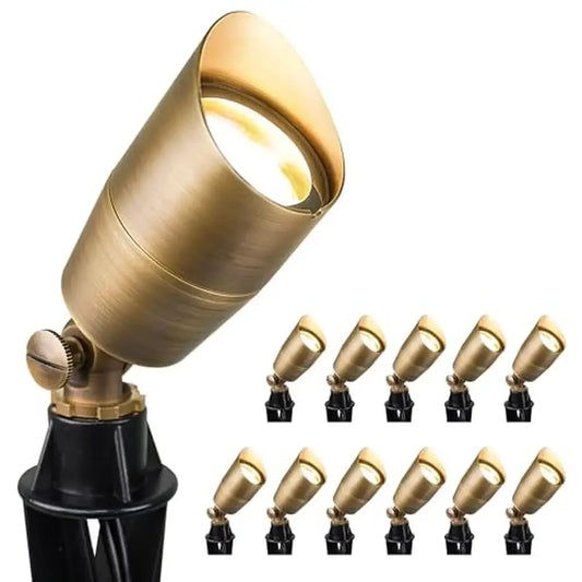 Compact Brass Outdoor Landscape Spot Light 12V AC DC Waterproof