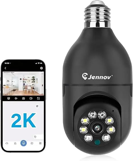 Jennov Light Bulb Security Camera 360 2k HD Wireless Indoor Outdoor
