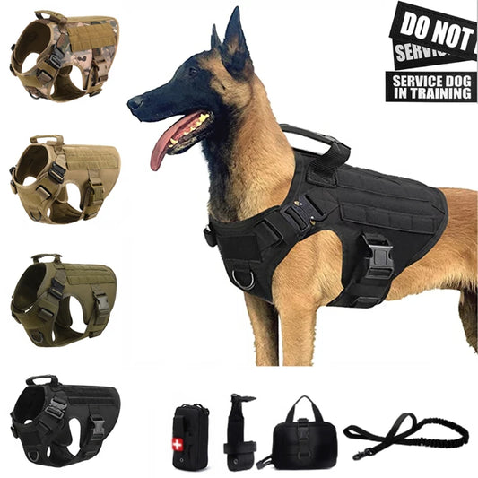 Tactical Military Vest Pet German Shepherd Golden Retriever Harness Set