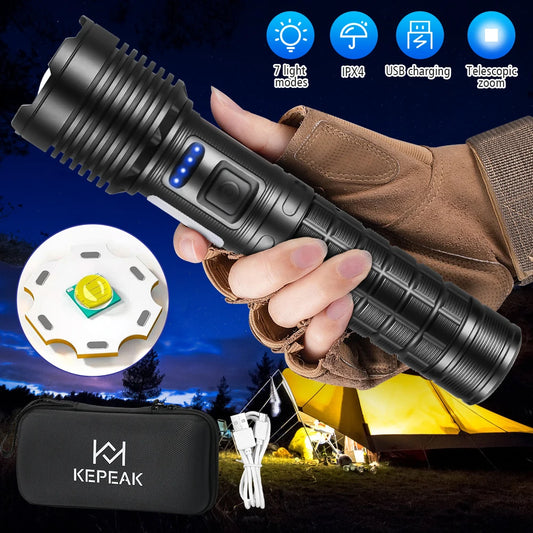 Retractable Portable Zoom Led Flashlights Built-in Battery